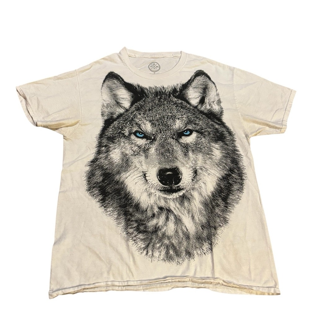 DOM Wolf Graphic Print Crew Neck Short Sleeve T-Shirt White Medium Nature
